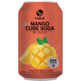 Carbonated drink with mango pieces, with sweeteners, 340ml; Fruit.B